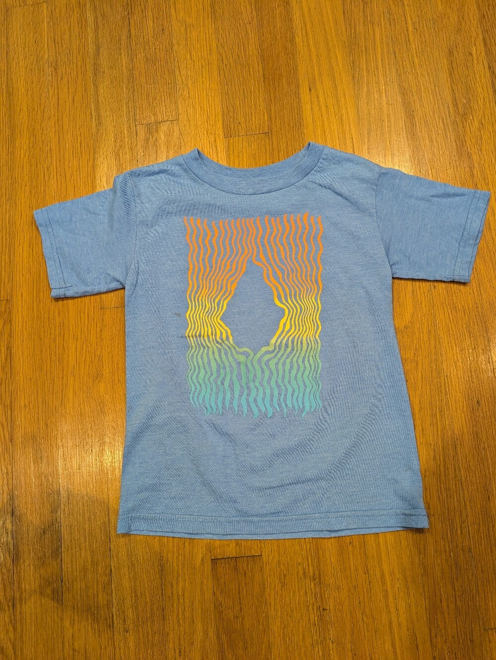 Volcom 💎 Light Blue Tee with Rainbow Wavy Graphic
